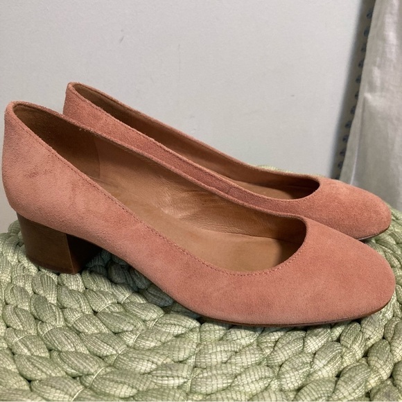 Madewell The Ella Pump Dusty Clay Pink Suede Wood Heel Pumps - Picture 1 of 8